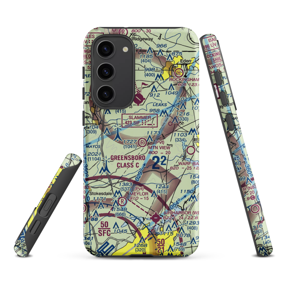 Mountain View Aerodrome (NC37) VFR Sectional Samsung Phone Case Samsung Galaxy S23 Plus model shown