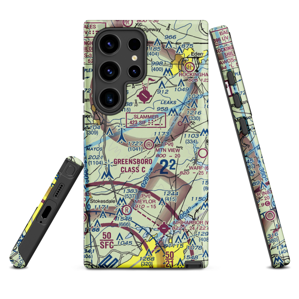 Mountain View Aerodrome (NC37) VFR Sectional Samsung Phone Case Samsung Galaxy S24 Ultra model shown