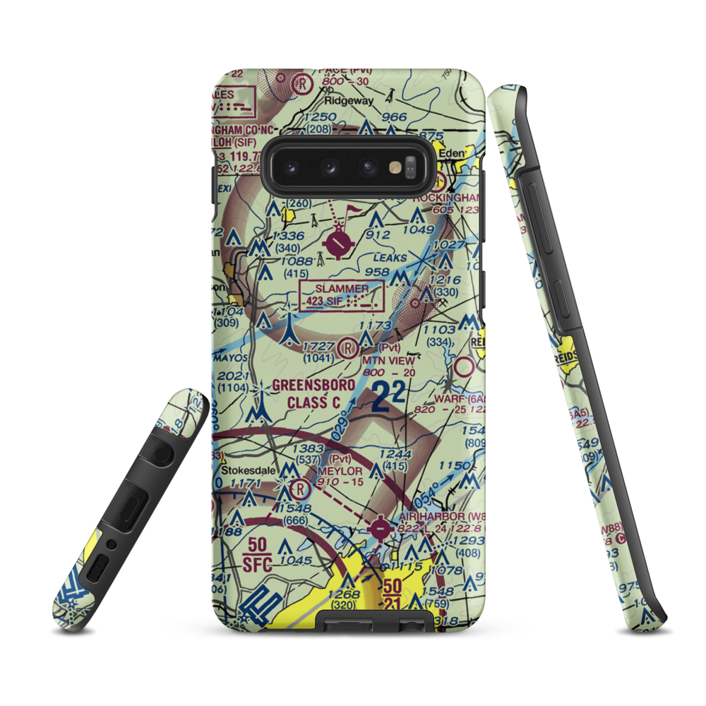 Mountain View Aerodrome (NC37) VFR Sectional Samsung Phone Case Samsung Galaxy S10 Plus model shown