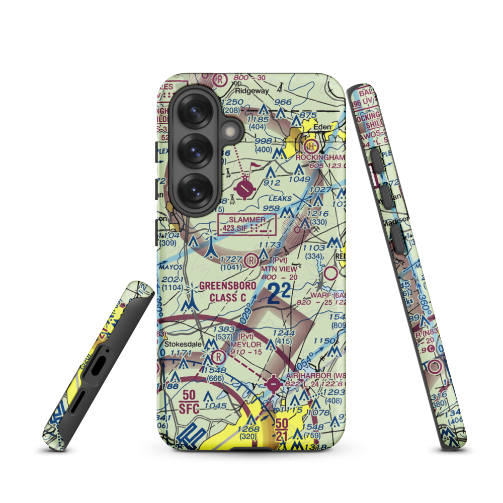 Mountain View Aerodrome (NC37) VFR Sectional Samsung Phone Case Samsung Galaxy S25 model shown