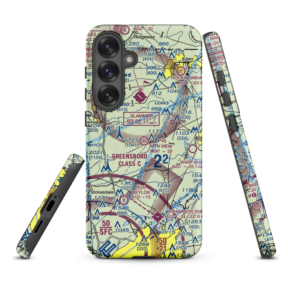 Mountain View Aerodrome (NC37) VFR Sectional Samsung Phone Case Samsung Galaxy S25 Plus model shown