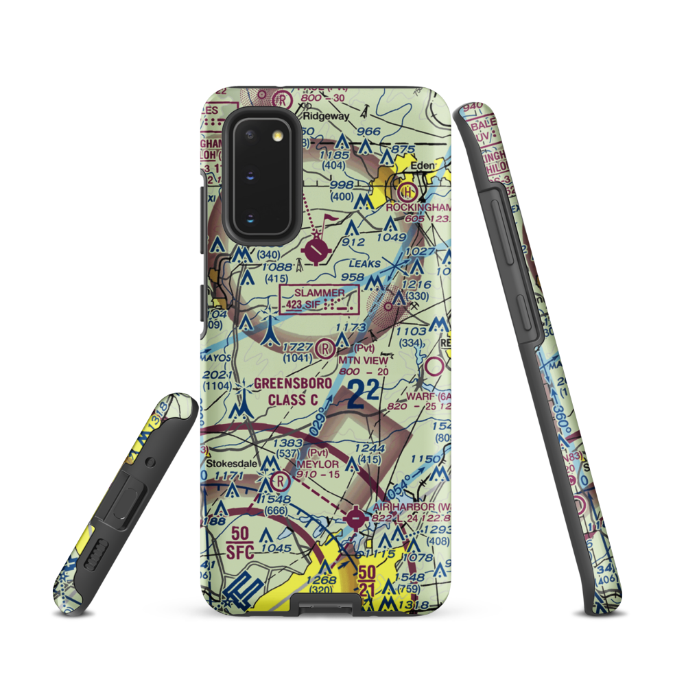 Mountain View Aerodrome (NC37) VFR Sectional Samsung Phone Case Samsung Galaxy S20 model shown