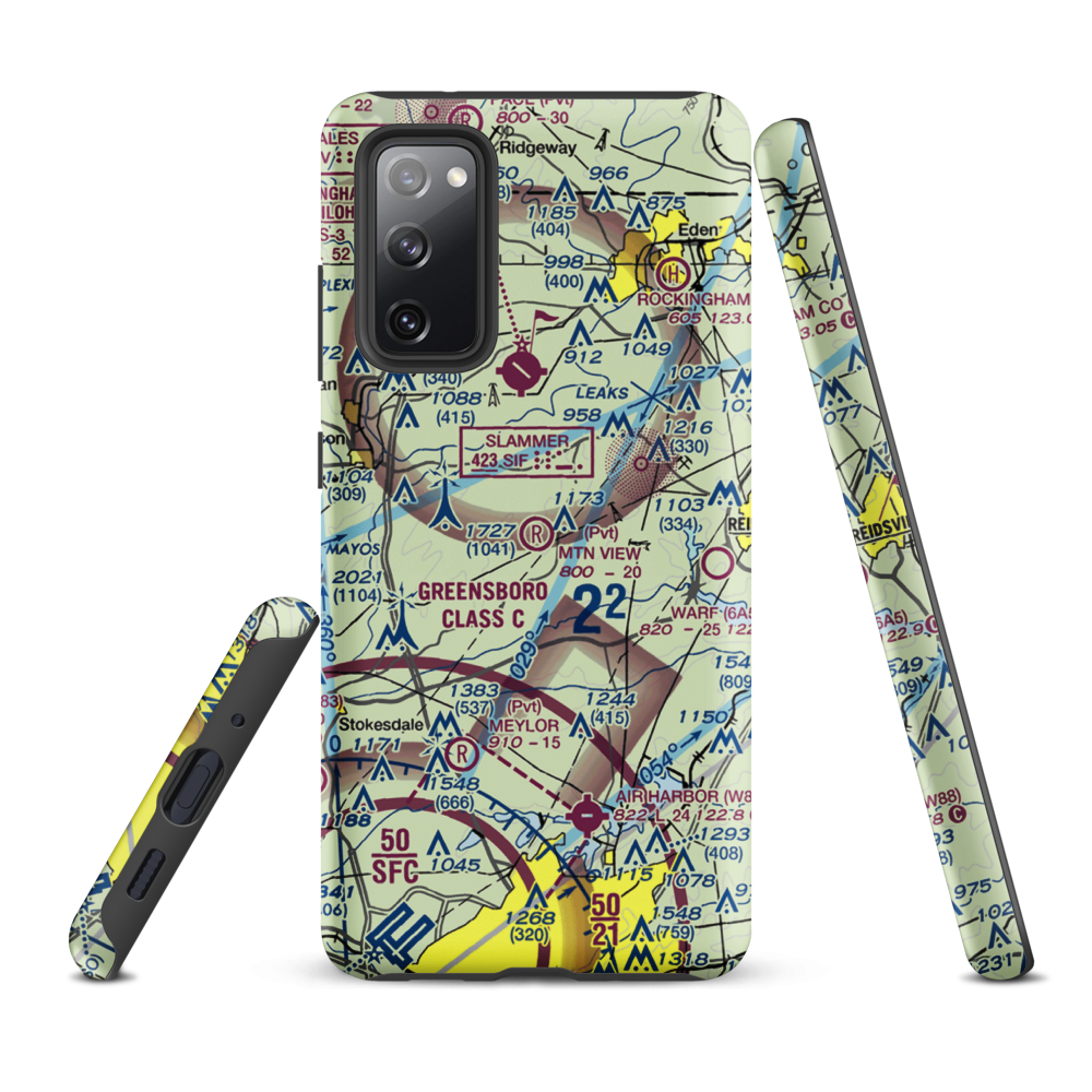 Mountain View Aerodrome (NC37) VFR Sectional Samsung Phone Case Samsung Galaxy S20 FE model shown