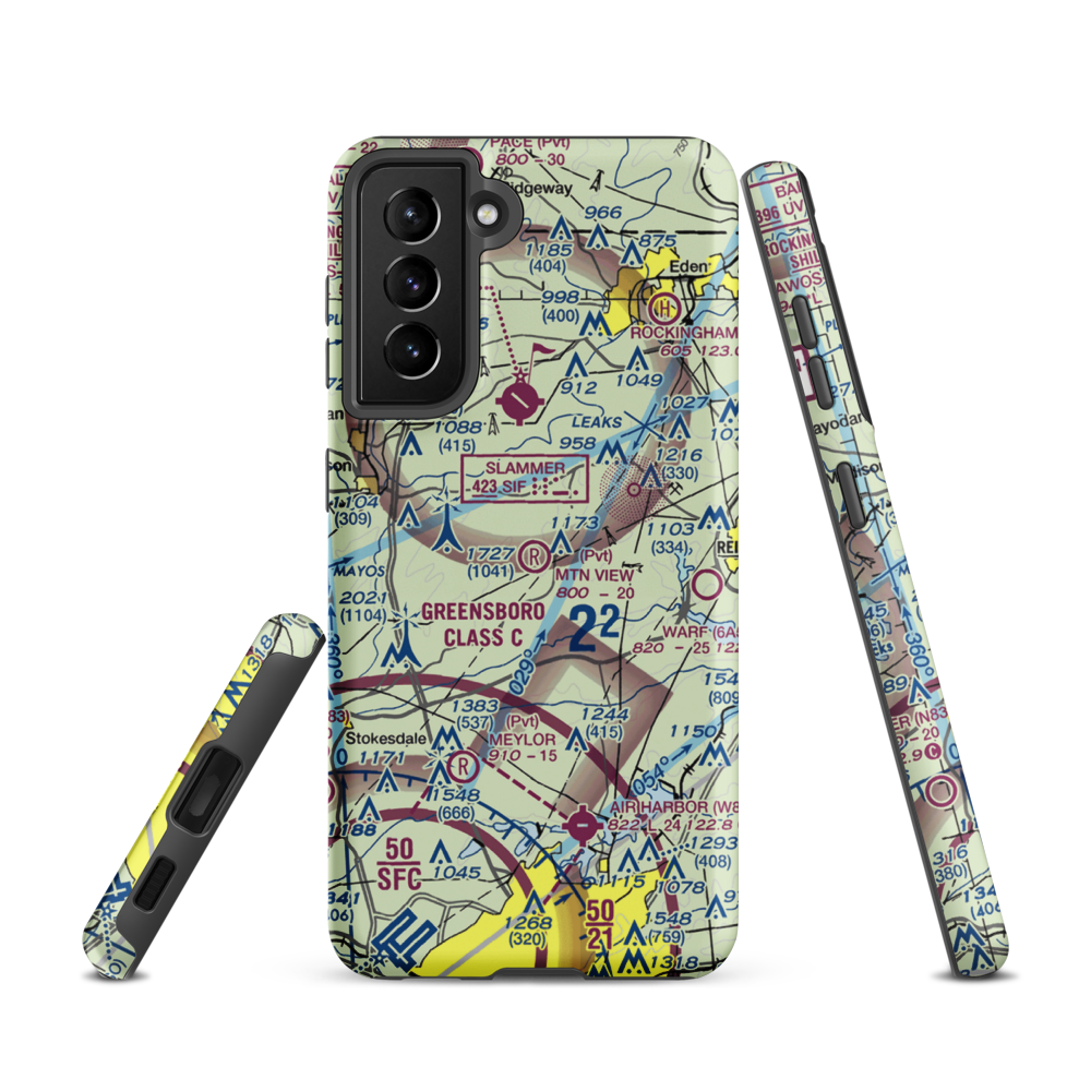 Mountain View Aerodrome (NC37) VFR Sectional Samsung Phone Case Samsung Galaxy S21 model shown