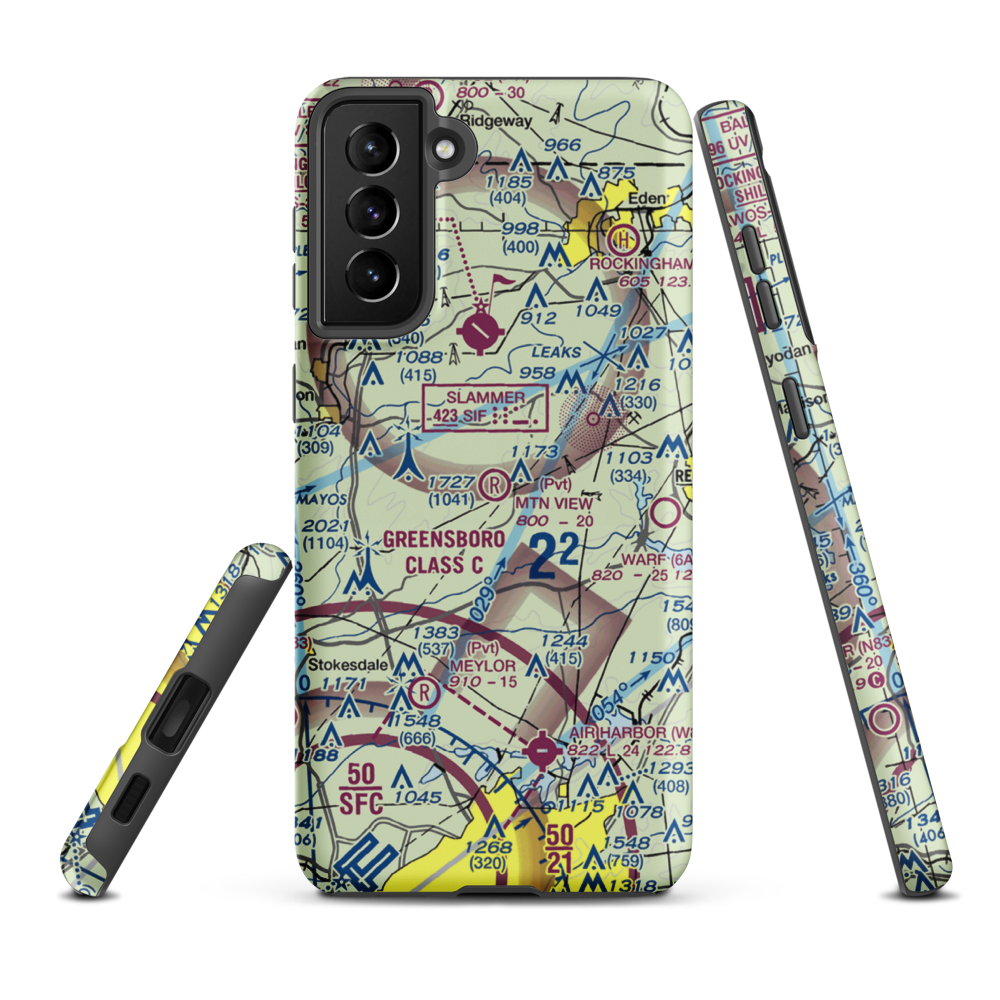 Mountain View Aerodrome (NC37) VFR Sectional Samsung Phone Case Samsung Galaxy S21 FE model shown
