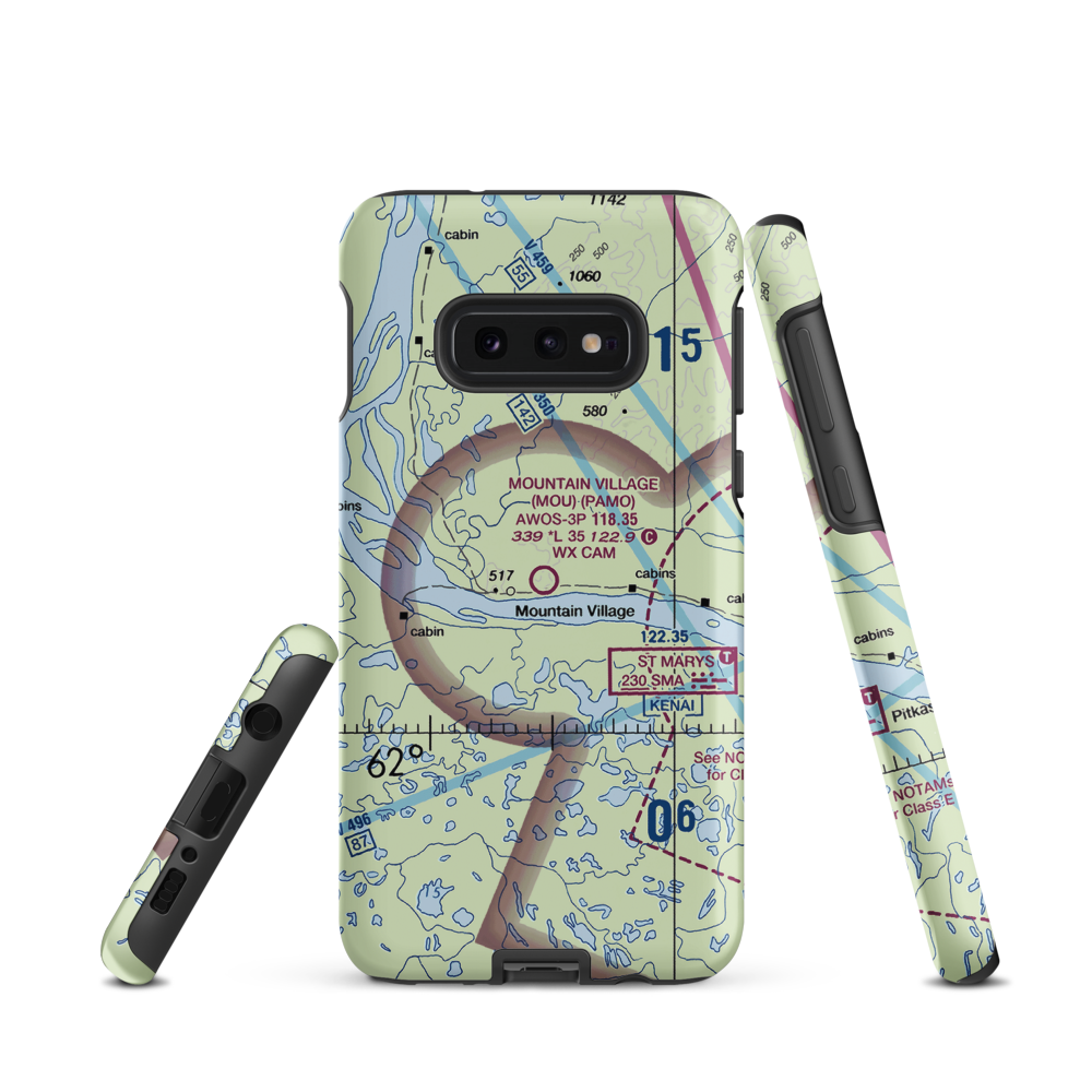 Mountain Village Airport (MOU) VFR Sectional Samsung Phone Case Samsung Galaxy S10 Plus model shown