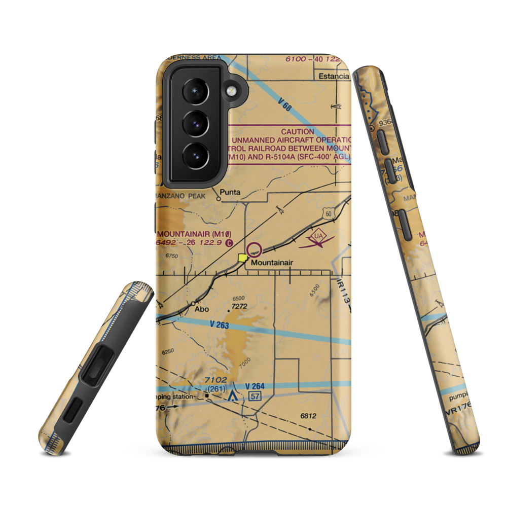 Mountainair Municipal Airport (M10) VFR Sectional Samsung Phone Case Samsung Galaxy S21 FE model shown