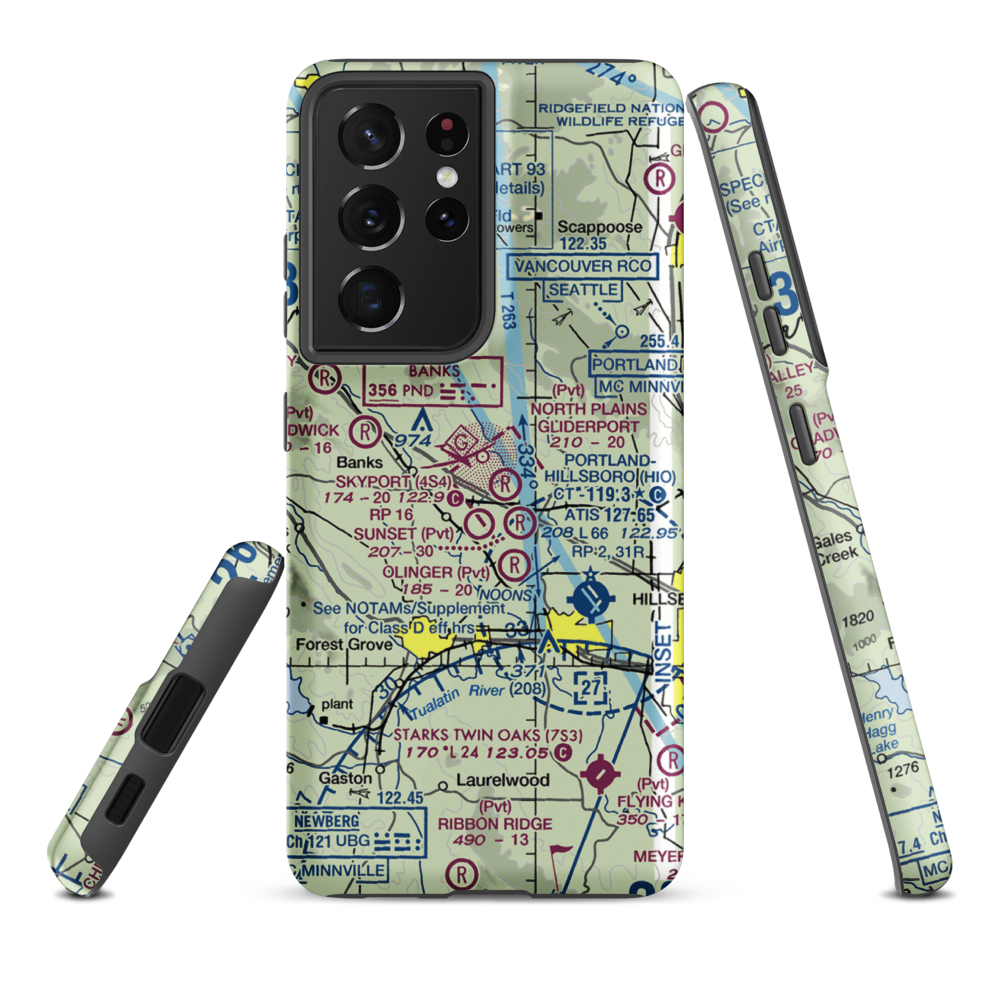 Mountaindale Airport (63OR) VFR Sectional Samsung Phone Case Samsung Galaxy S21 Plus model shown