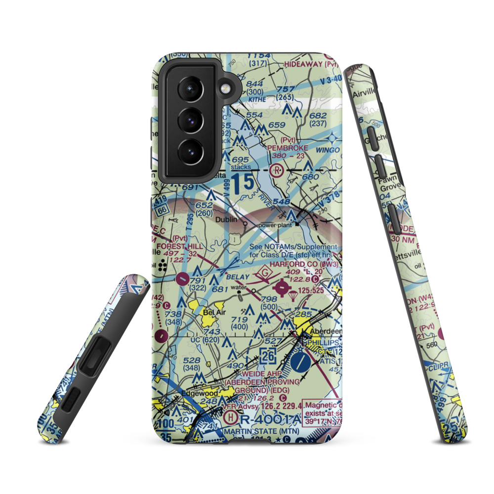 Moxley's Airport (4MD6) VFR Sectional Samsung Phone Case Samsung Galaxy S21 FE model shown