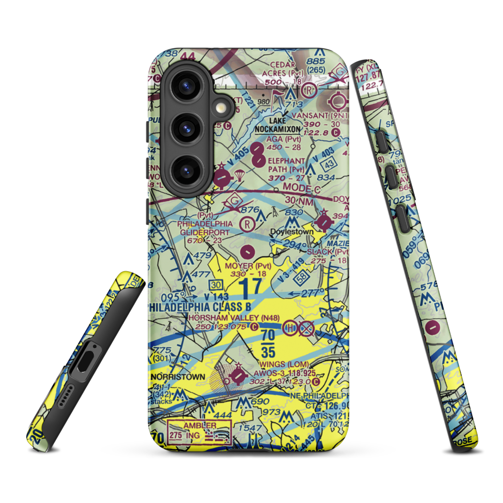 Moyer Airport (3PA9) VFR Sectional Samsung Phone Case Samsung Galaxy S24 Plus model shown
