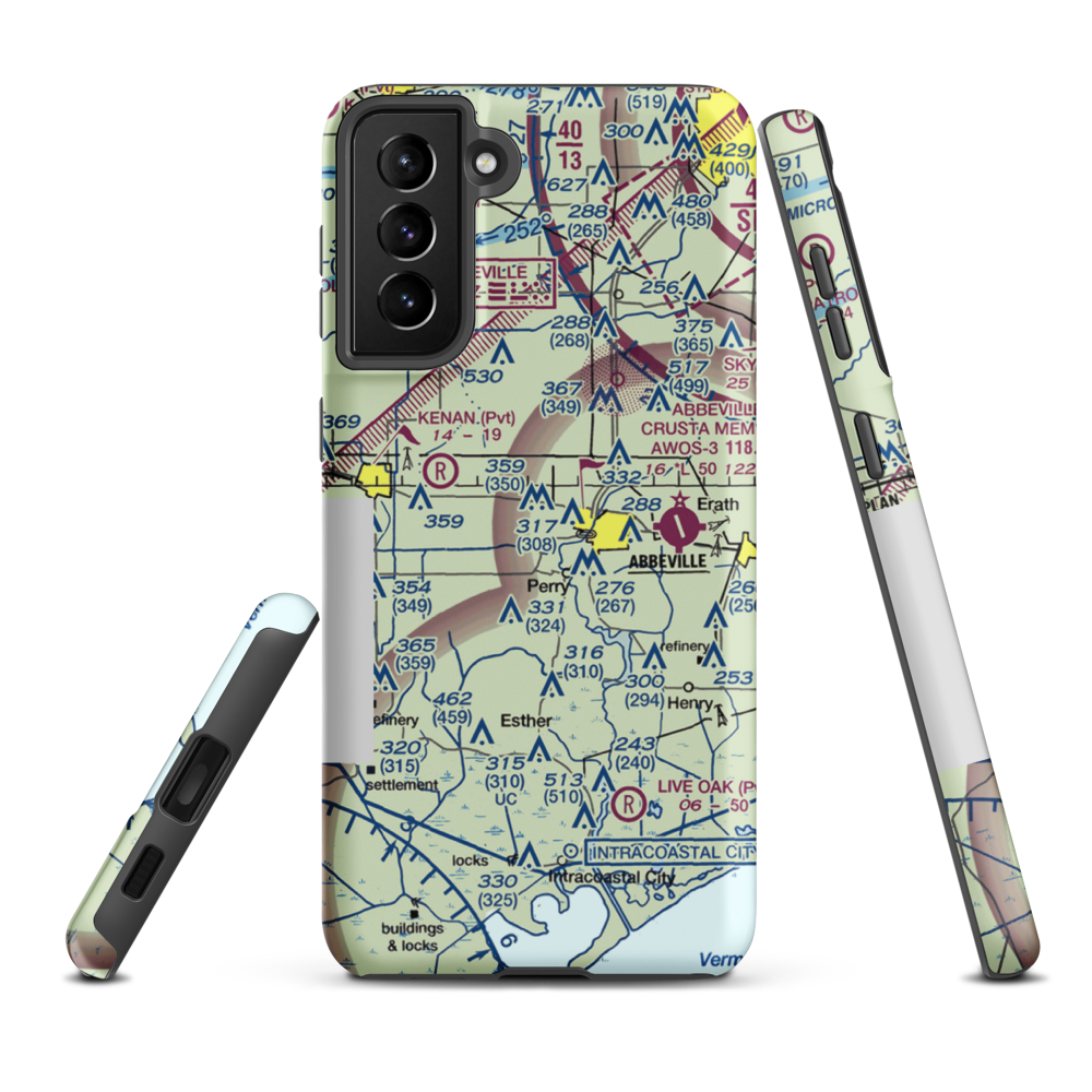 Ms Pats Airport (35LA) VFR Sectional Samsung Phone Case Samsung Galaxy S21 Plus model shown