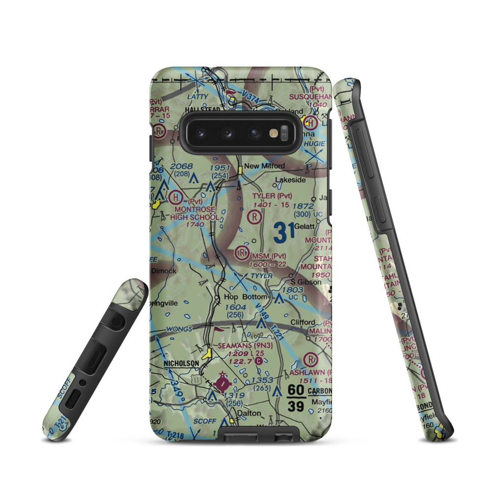 MSM Airport (PS50) VFR Sectional Samsung Phone Case Samsung Galaxy S10 model shown