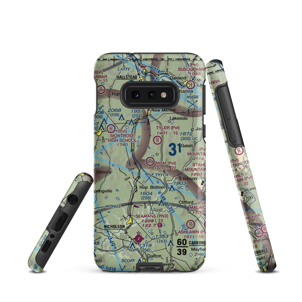 MSM Airport (PS50) VFR Sectional Samsung Phone Case Samsung Galaxy S10e model shown