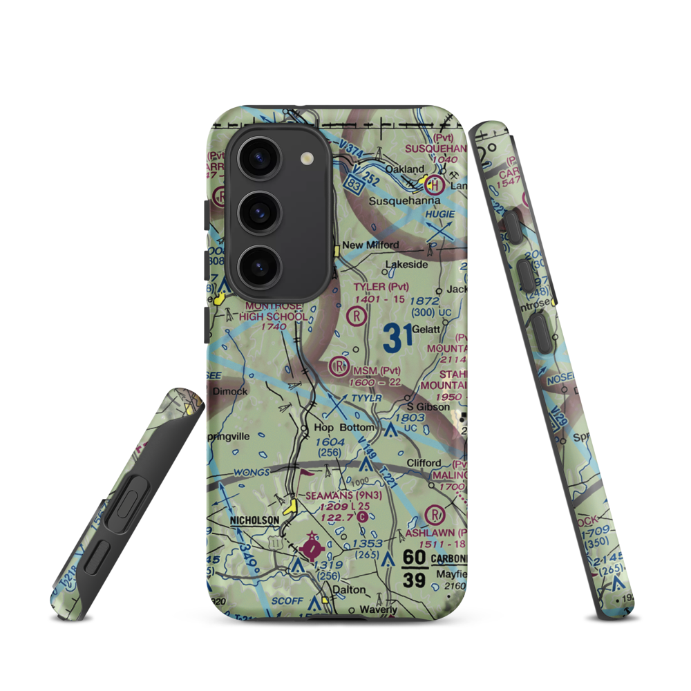 MSM Airport (PS50) VFR Sectional Samsung Phone Case Samsung Galaxy S23 model shown