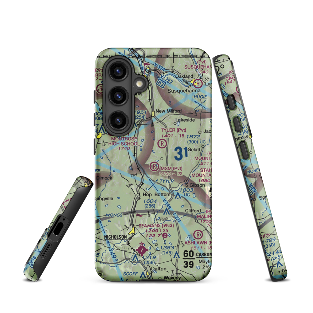 MSM Airport (PS50) VFR Sectional Samsung Phone Case Samsung Galaxy S24 model shown