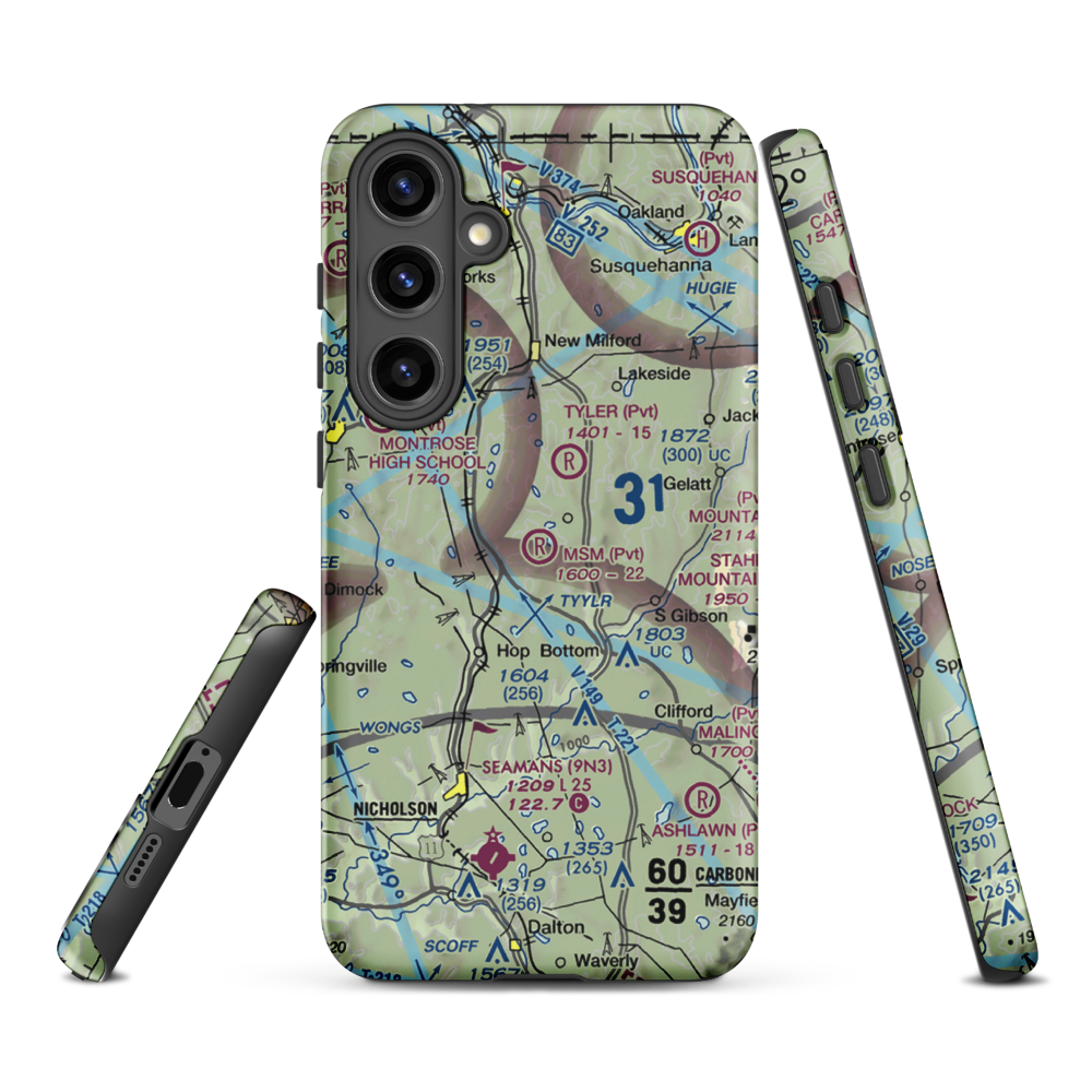 MSM Airport (PS50) VFR Sectional Samsung Phone Case Samsung Galaxy S24 Plus model shown