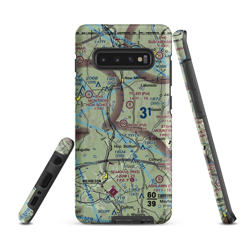 MSM Airport (PS50) VFR Sectional Samsung Phone Case Samsung Galaxy S10 Plus model shown