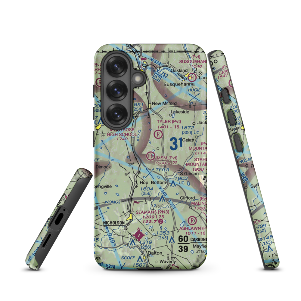 MSM Airport (PS50) VFR Sectional Samsung Phone Case Samsung Galaxy S25 model shown