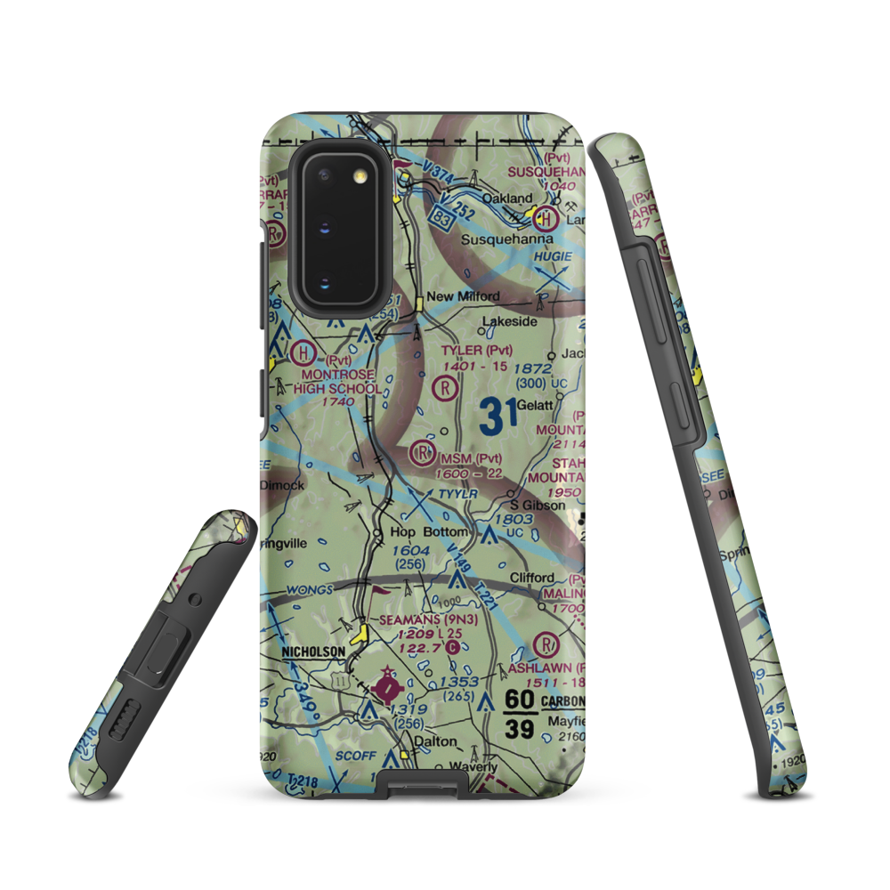 MSM Airport (PS50) VFR Sectional Samsung Phone Case Samsung Galaxy S20 model shown