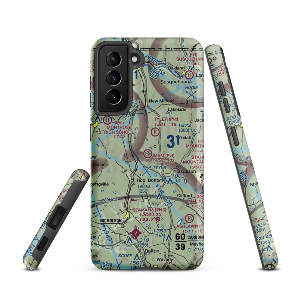 MSM Airport (PS50) VFR Sectional Samsung Phone Case Samsung Galaxy S21 model shown