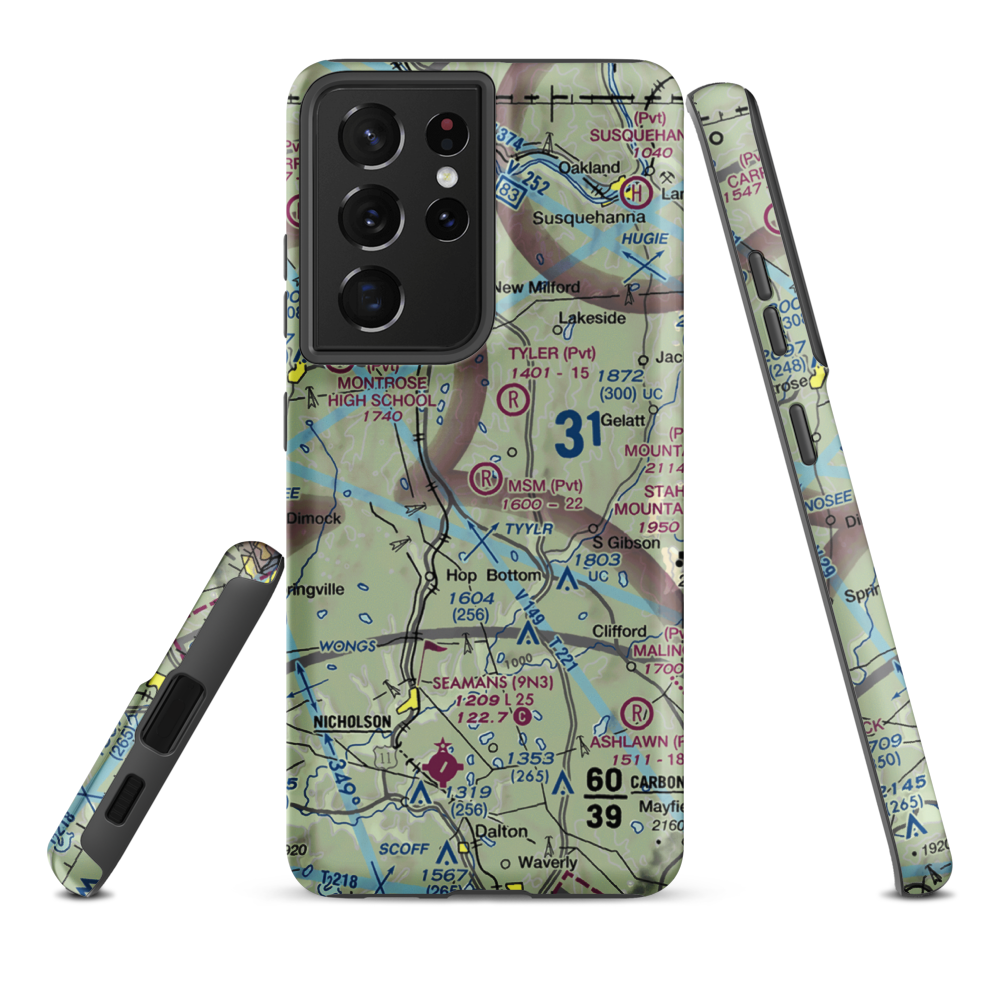 MSM Airport (PS50) VFR Sectional Samsung Phone Case Samsung Galaxy S21 Plus model shown