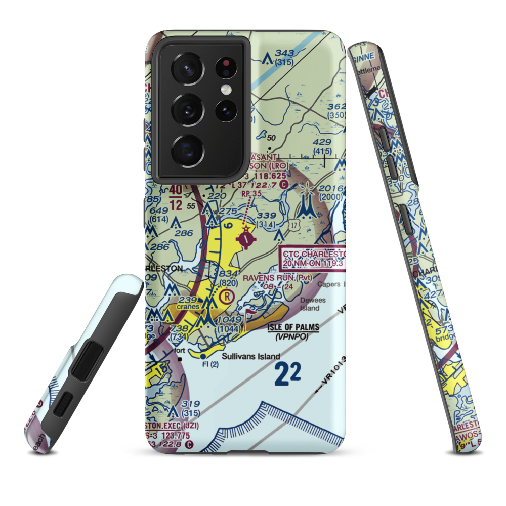 Mt Pleasant Regional-Faison field (LRO) VFR Sectional Samsung Phone Case Samsung Galaxy S21 Ultra model shown