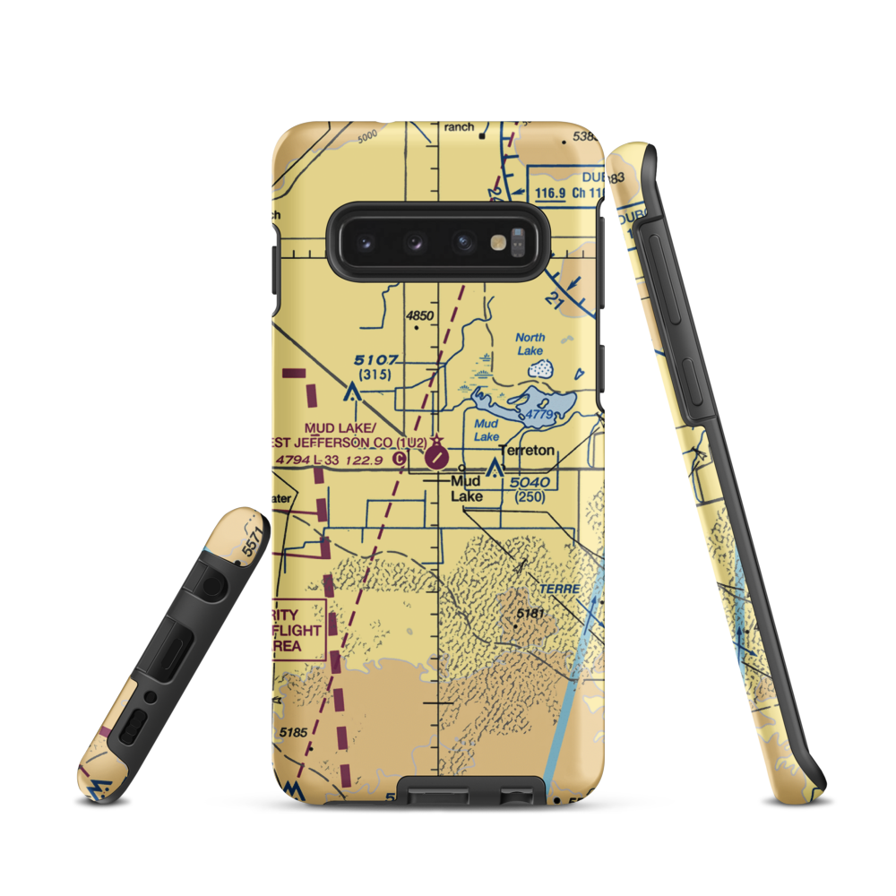 Mud Lake/West Jefferson County/ Airport (1U2) VFR Sectional Samsung Phone Case Samsung Galaxy S10 model shown
