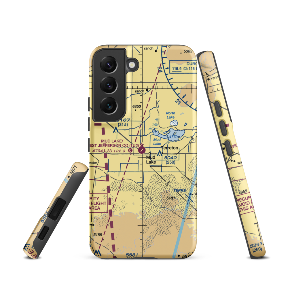 Mud Lake/West Jefferson County/ Airport (1U2) VFR Sectional Samsung Phone Case Samsung Galaxy S22 model shown