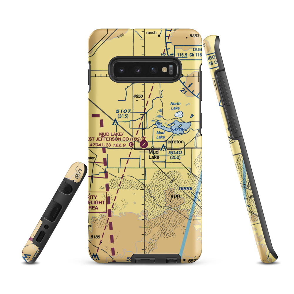 Mud Lake/West Jefferson County/ Airport (1U2) VFR Sectional Samsung Phone Case Samsung Galaxy S10 Plus model shown