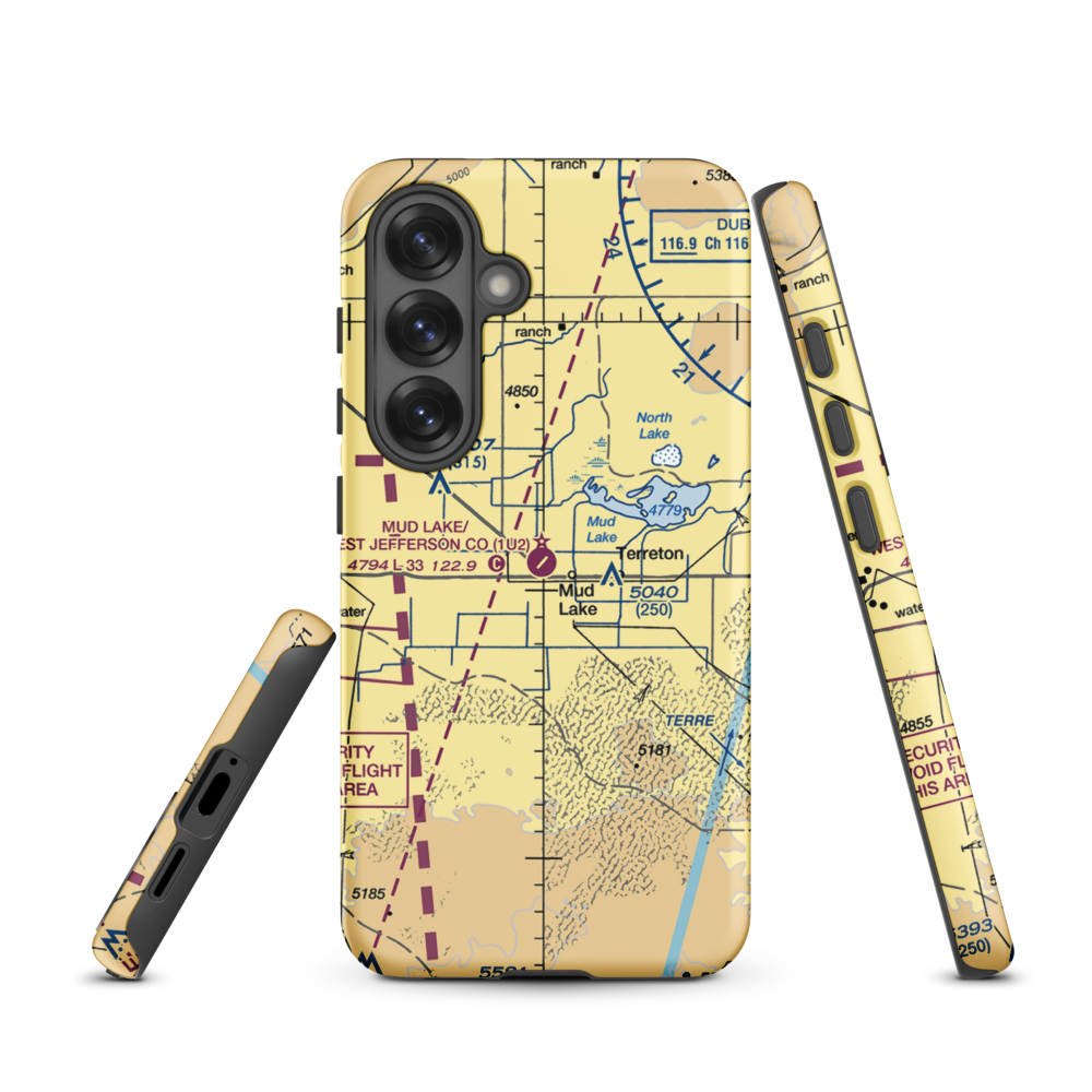 Mud Lake/West Jefferson County/ Airport (1U2) VFR Sectional Samsung Phone Case Samsung Galaxy S25 model shown