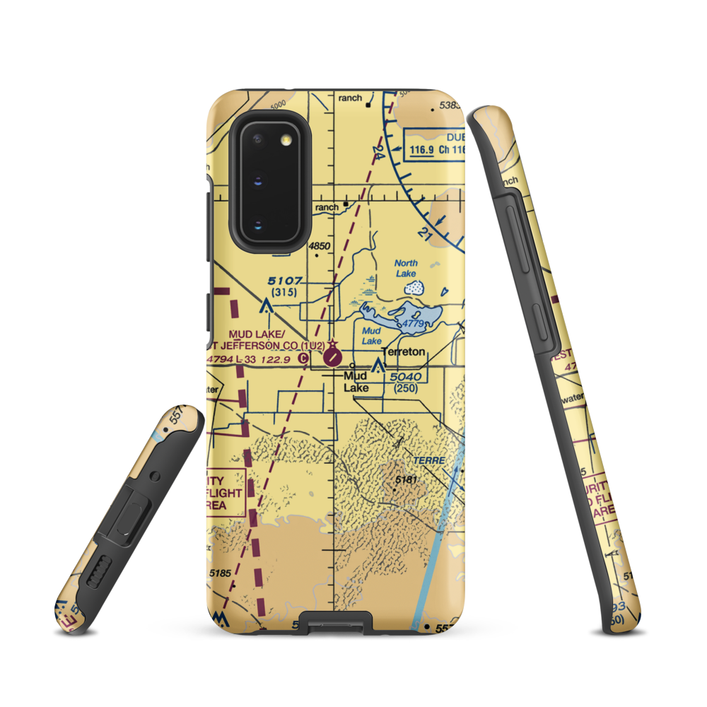 Mud Lake/West Jefferson County/ Airport (1U2) VFR Sectional Samsung Phone Case Samsung Galaxy S20 model shown