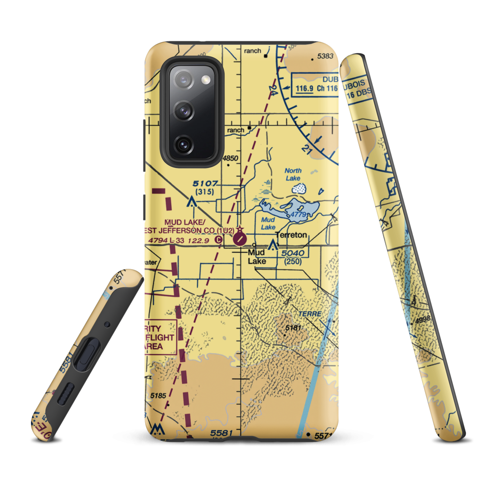 Mud Lake/West Jefferson County/ Airport (1U2) VFR Sectional Samsung Phone Case Samsung Galaxy S20 FE model shown