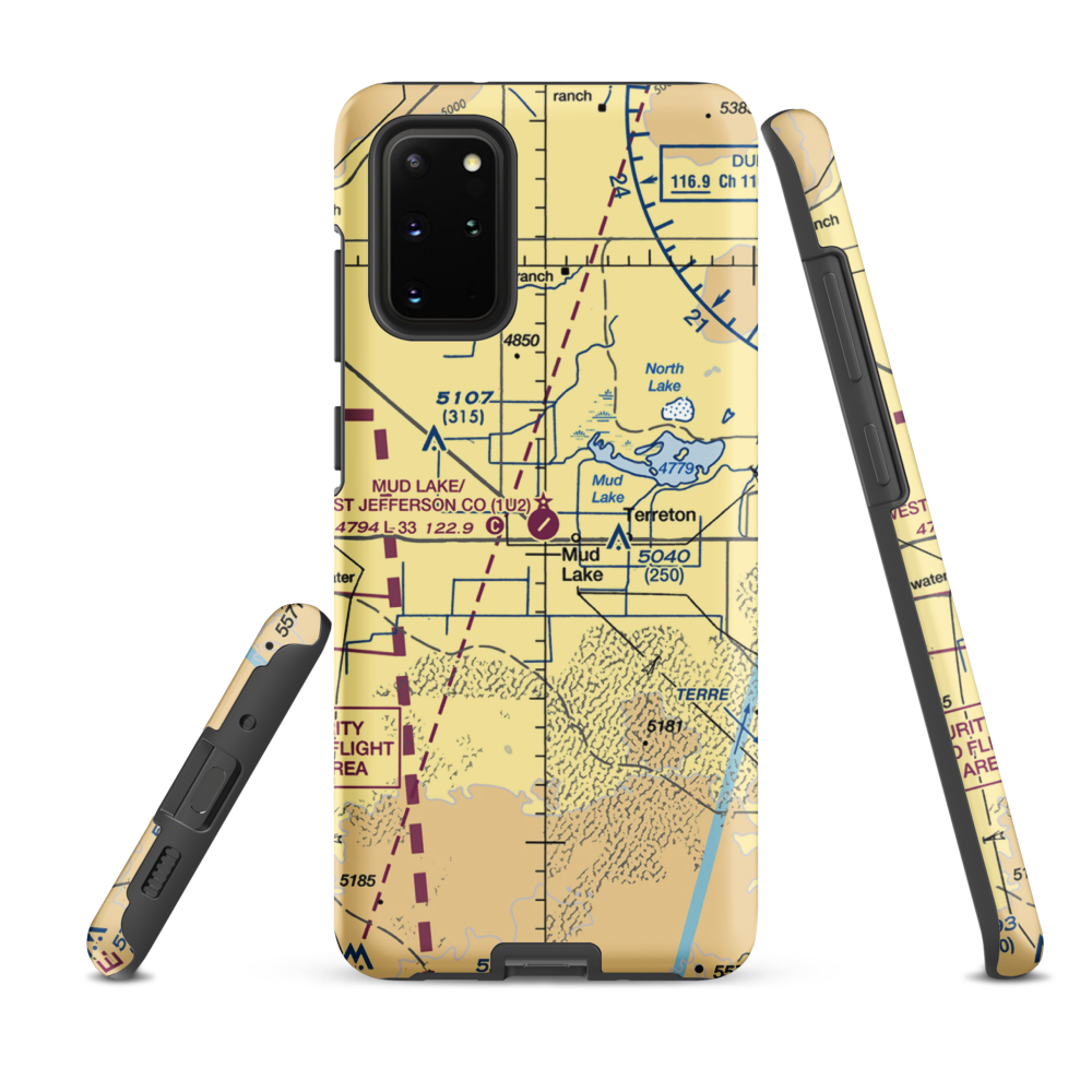 Mud Lake/West Jefferson County/ Airport (1U2) VFR Sectional Samsung Phone Case Samsung Galaxy S20 Plus model shown