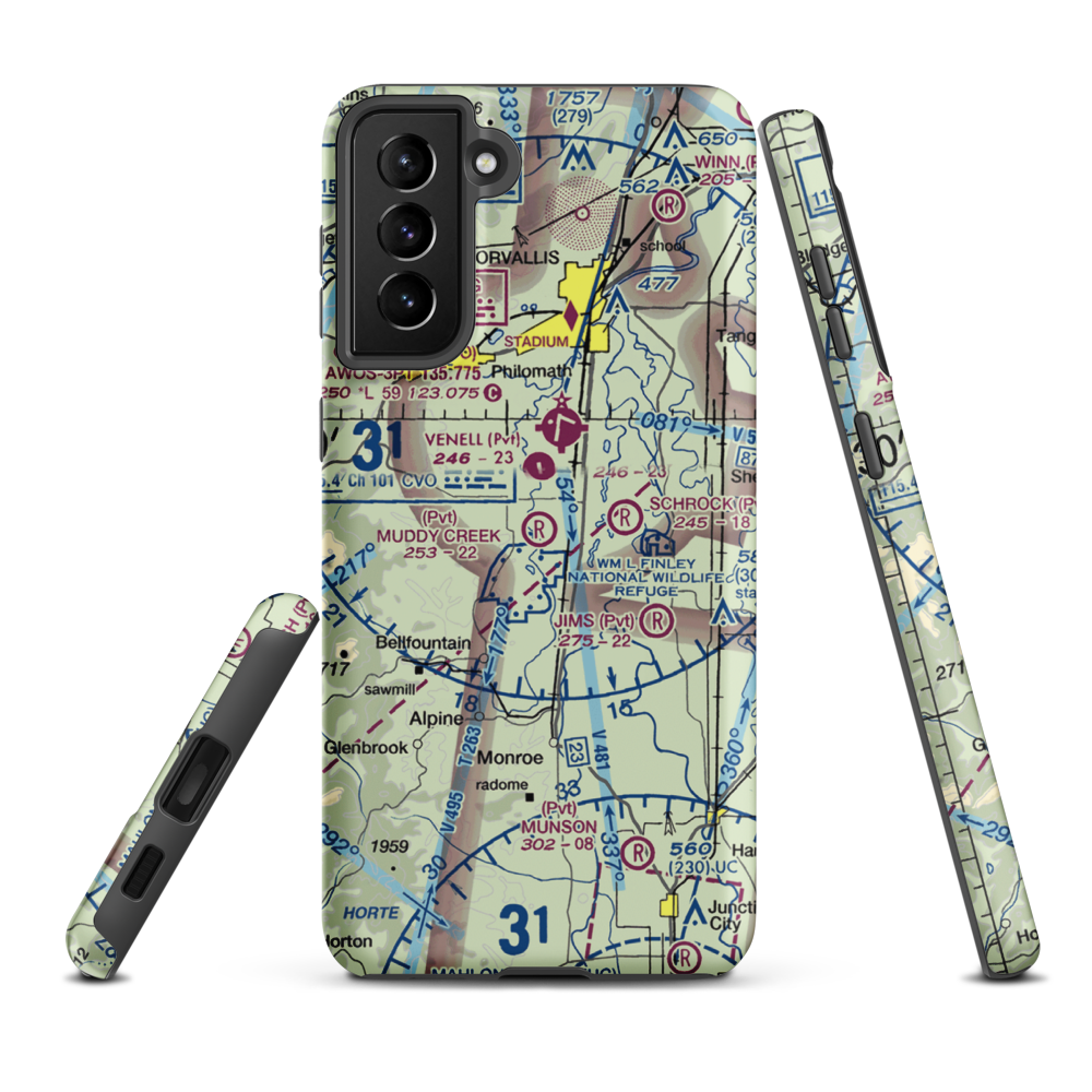Muddy Creek Airport (55OR) VFR Sectional Samsung Phone Case Samsung Galaxy S21 Plus model shown