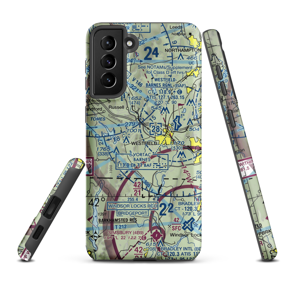 Mundale Airport (MA80) VFR Sectional Samsung Phone Case Samsung Galaxy S21 FE model shown