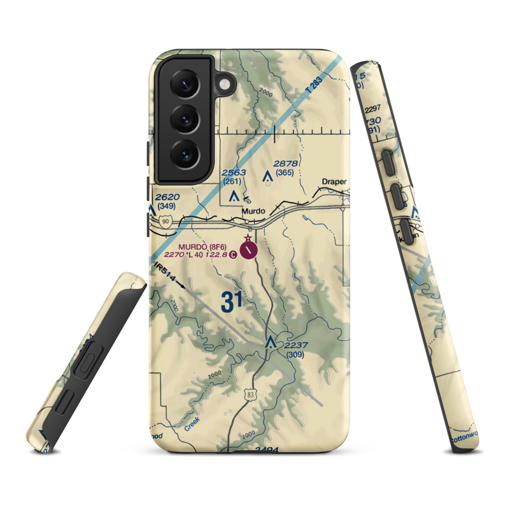 Murdo Municipal Airport (8F6) VFR Sectional Samsung Phone Case Samsung Galaxy S22 Plus model shown