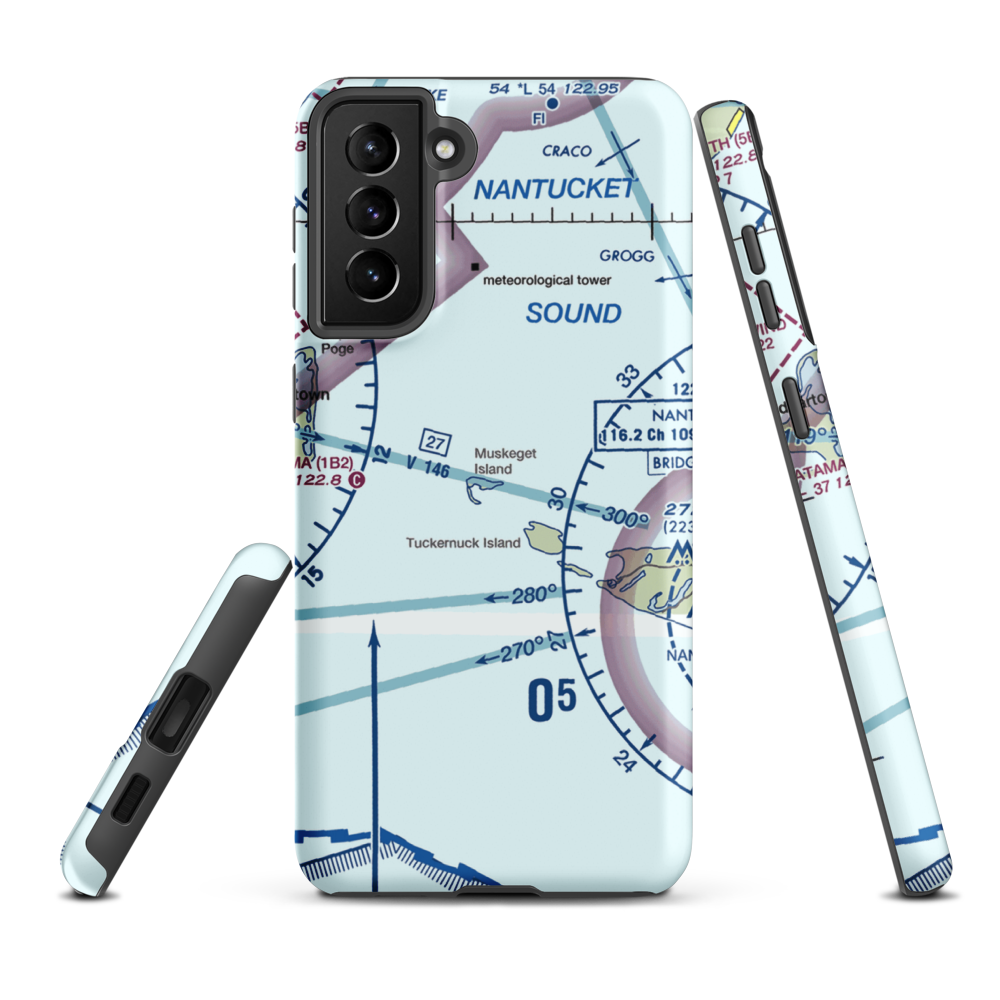 Muskeget Island Airport (MA55) VFR Sectional Samsung Phone Case Samsung Galaxy S21 Plus model shown