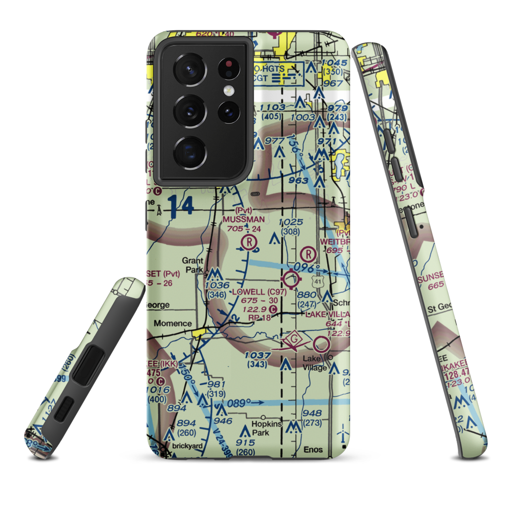 Mussman Airport (7IL0) VFR Sectional Samsung Phone Case Samsung Galaxy S21 Plus model shown