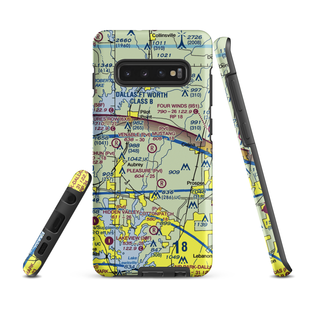 Mustang Community Airfield (XS60) VFR Sectional Samsung Phone Case Samsung Galaxy S10 Plus model shown
