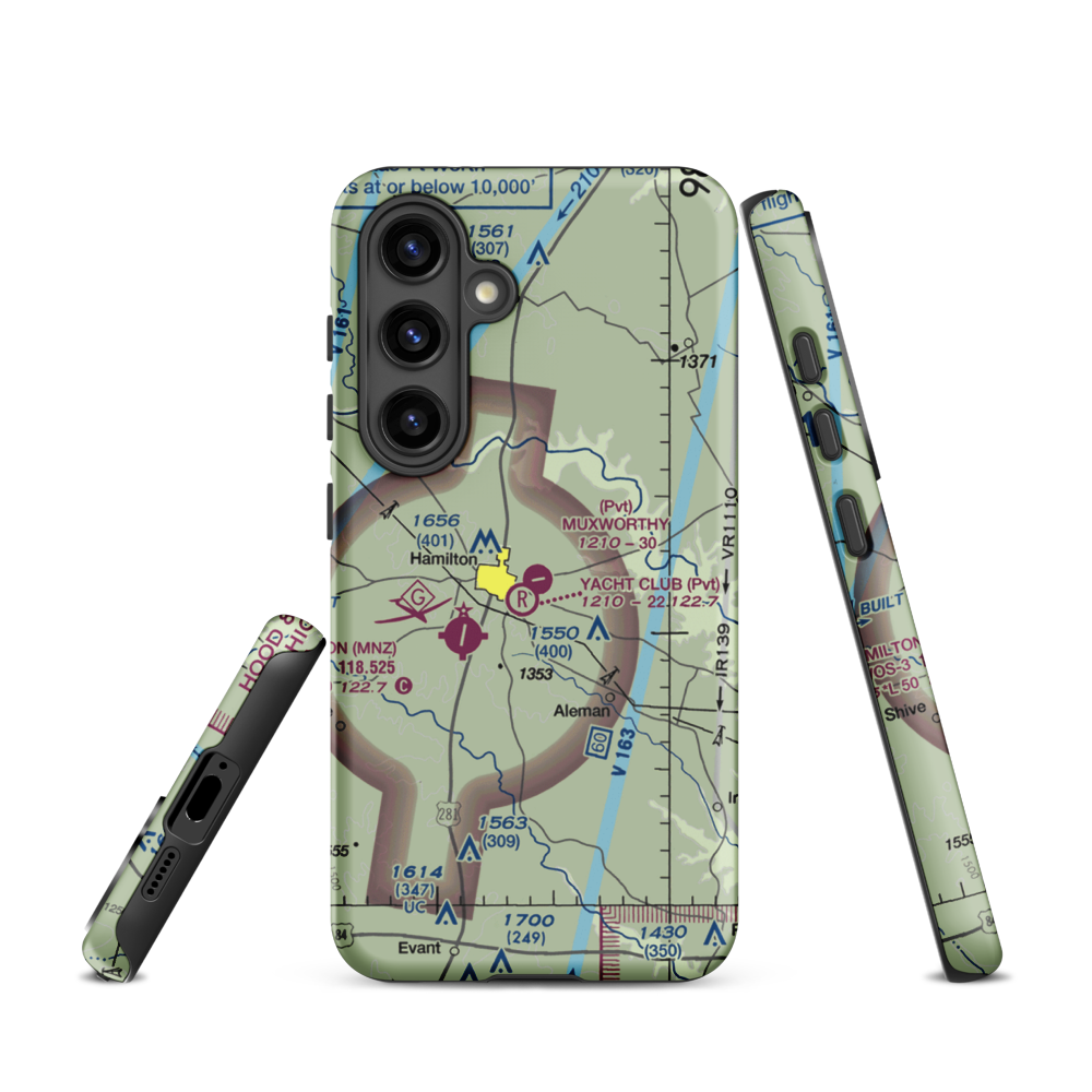 Muxworthy Airport (1TX6) VFR Sectional Samsung Phone Case Samsung Galaxy S24 model shown