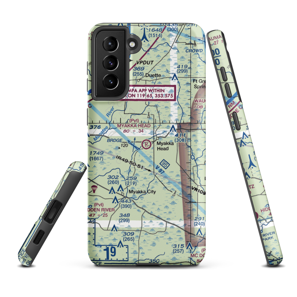 Myakka Head Airport (67FL) VFR Sectional Samsung Phone Case Samsung Galaxy S21 FE model shown