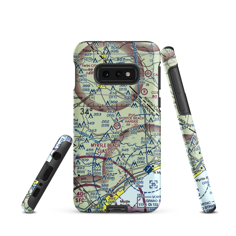 Myrtle Beach Hardee Airpark (SC21) VFR Sectional Samsung Phone Case Samsung Galaxy S10e model shown