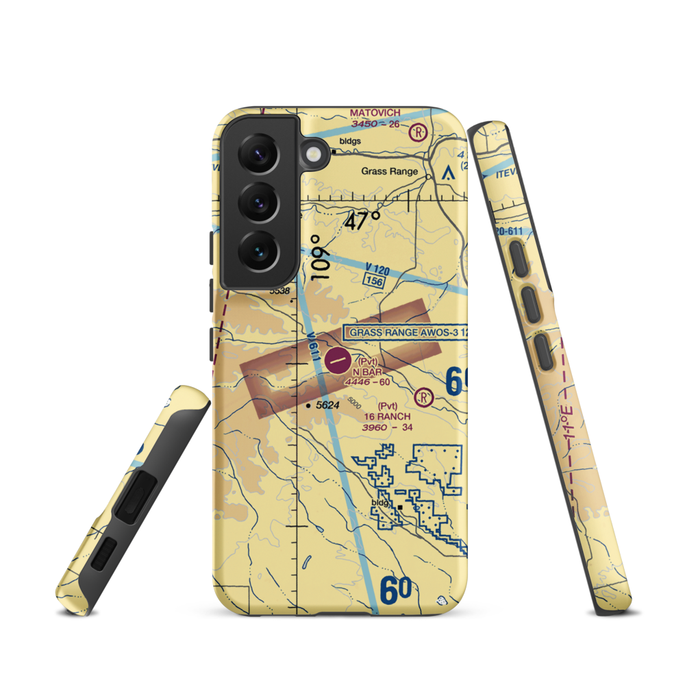 N Bar Ranch Airport (19MT) VFR Sectional Samsung Phone Case Samsung Galaxy S22 model shown