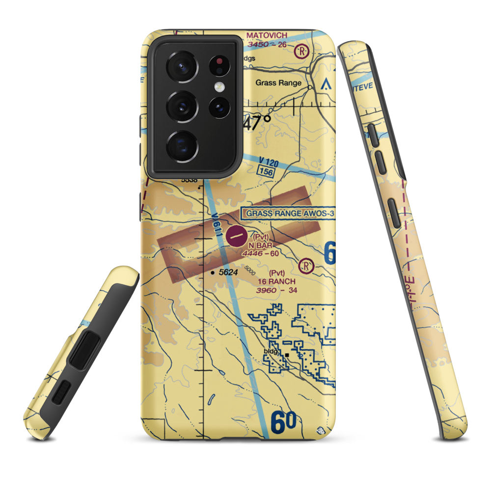 N Bar Ranch Airport (19MT) VFR Sectional Samsung Phone Case Samsung Galaxy S21 Plus model shown