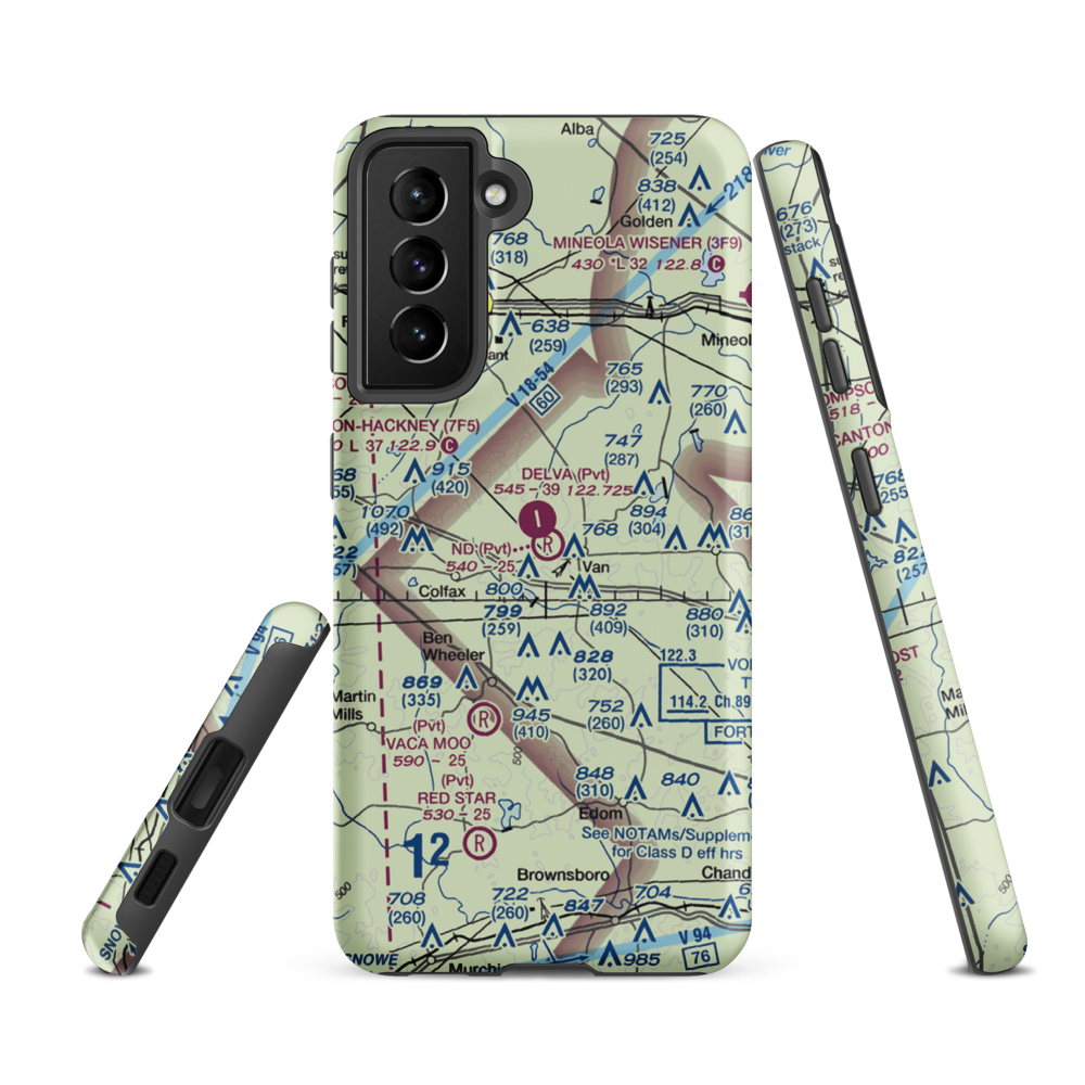 N D Ranch Airport (51TX) VFR Sectional Samsung Phone Case Samsung Galaxy S21 FE model shown