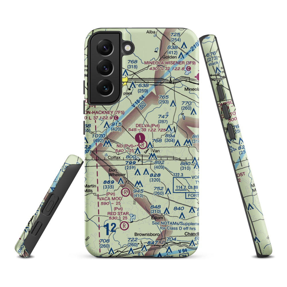 N D Ranch Airport (51TX) VFR Sectional Samsung Phone Case Samsung Galaxy S22 Plus model shown