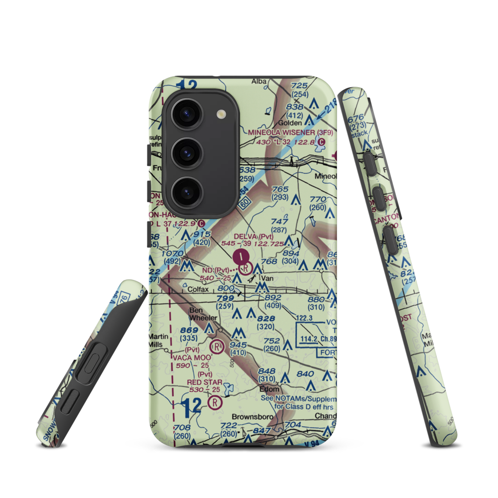 N D Ranch Airport (51TX) VFR Sectional Samsung Phone Case Samsung Galaxy S23 model shown