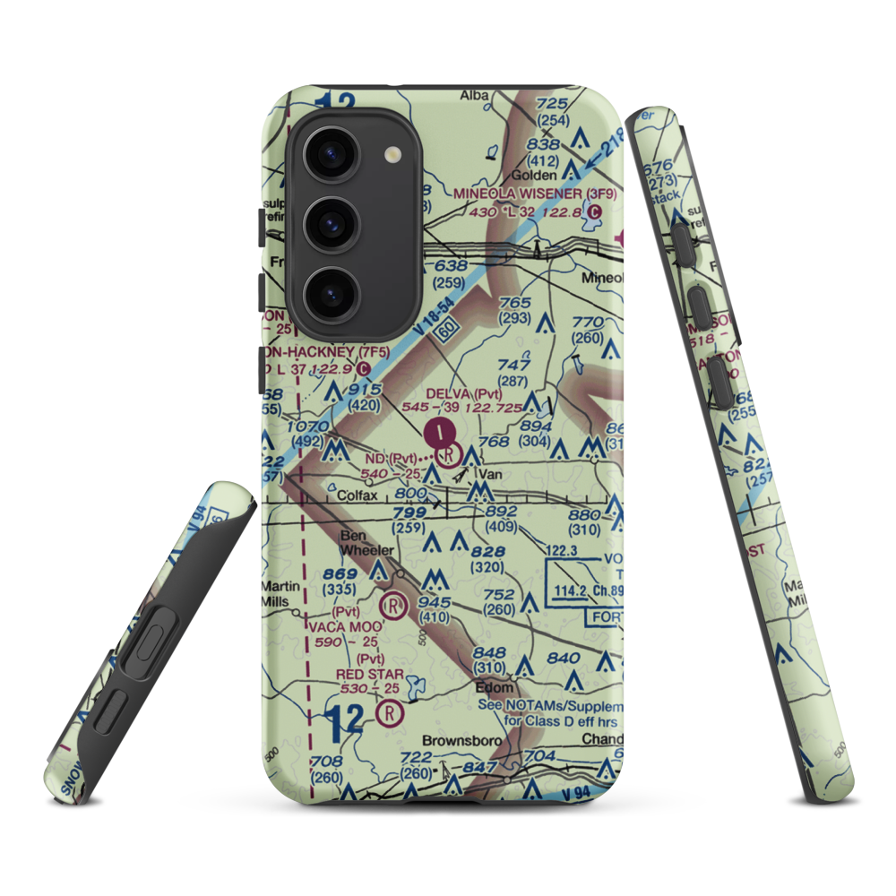 N D Ranch Airport (51TX) VFR Sectional Samsung Phone Case Samsung Galaxy S23 Plus model shown