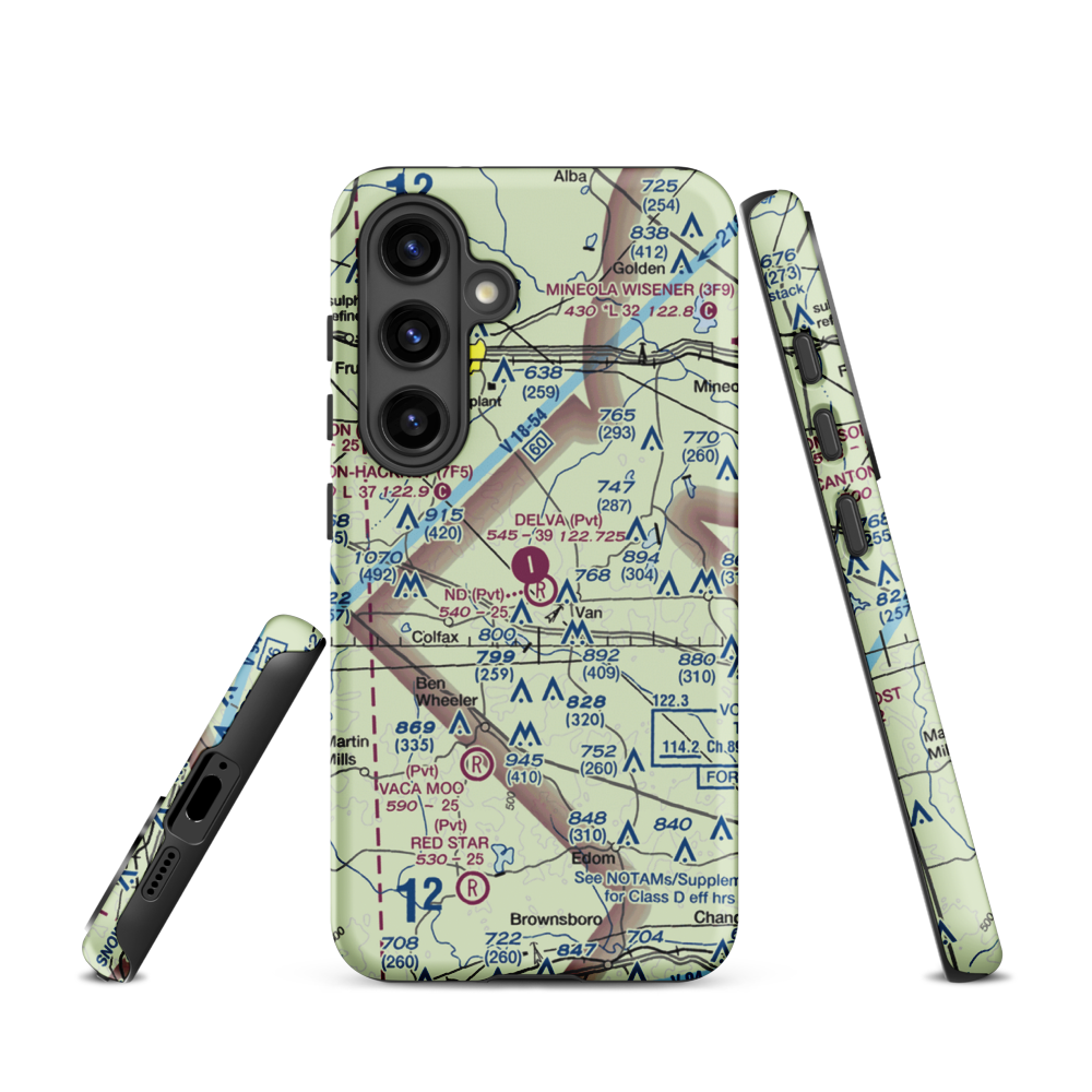 N D Ranch Airport (51TX) VFR Sectional Samsung Phone Case Samsung Galaxy S24 model shown