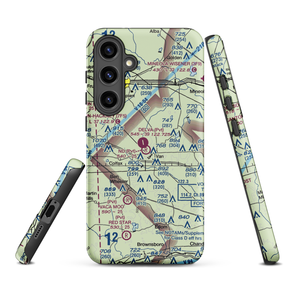 N D Ranch Airport (51TX) VFR Sectional Samsung Phone Case Samsung Galaxy S24 Plus model shown